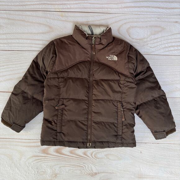 The North Face Girls Sz. XS Goose Down Puffer Jacket 600 Filled Y2K Nuptse Brown - Picture 1 of 10